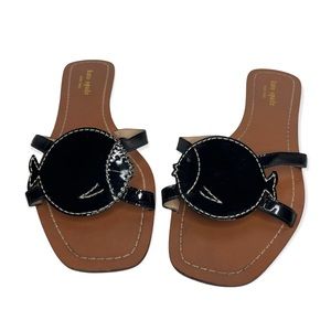 Kate Spade Back Patent Leather Square Toe Fish Flat Sandals Sz 8.5 Resort Beach